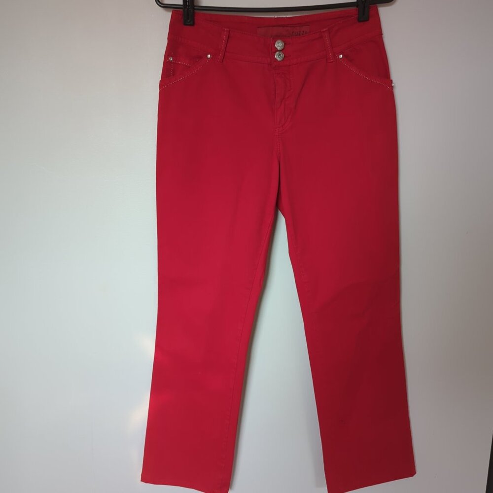 Tuzzi Italy Women's Size US 8 Red Stretch Soft Denim Jean Pants Cotton